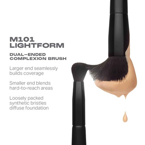 Morphe M101 Lightform Dual-Ended Complexion Brush - 2-in-1 Concealer & Foundation Brush - Smaller Side Blends Hard-to-Reach Areas - Made with Cutting-Edge Synthetic Bristles (1 Count)