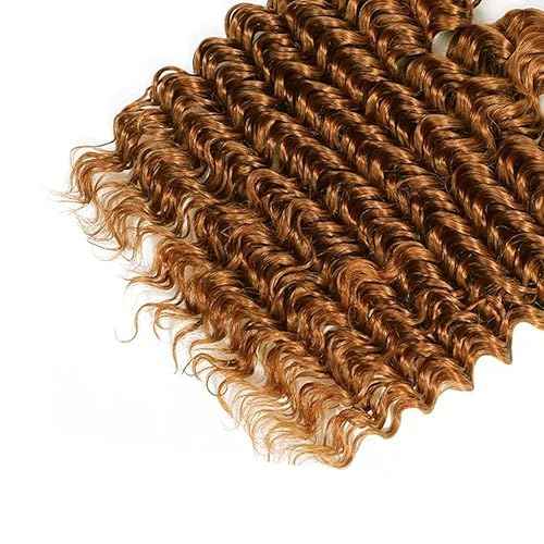 Augfst Brazilian Virgin Human Hair Bundles Color 30 Light Brown Deep Wave Bundles Human Hair 10 12 14 Inch Inch 12A Unprocessed Sewn In Quick Weave for Black Women