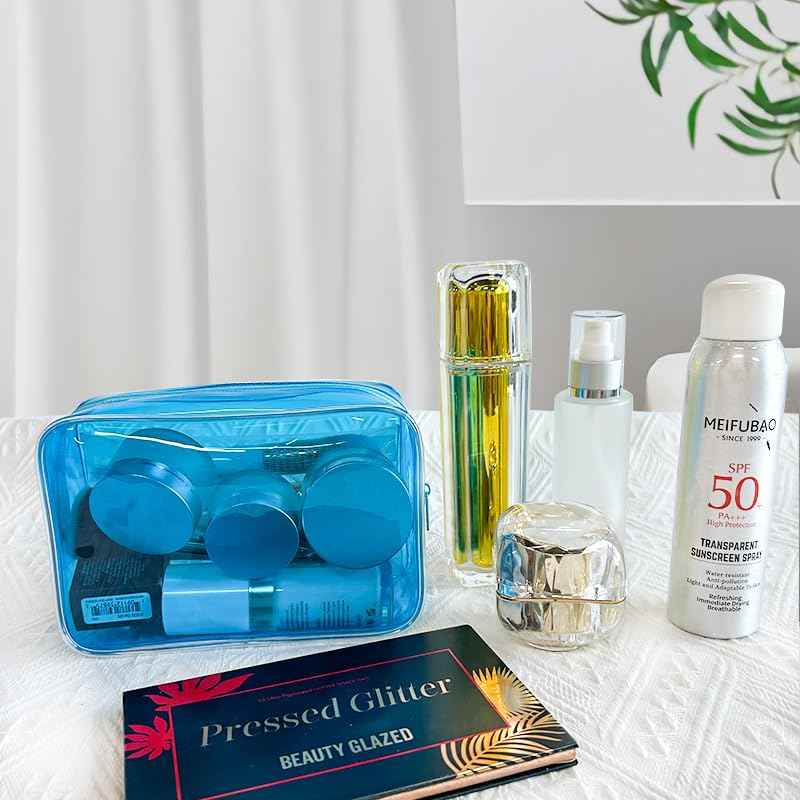 TotePrint Clear Small,Pvc Makeup Pouch Bag, 7"x2.3"x4.7" Size TSA Approved Toiletry Bag, Transparent Travel Bags for Toiletries, Clear Cosmetic Bag for Women and Men Small (transparent)