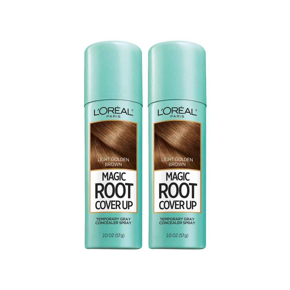 L'Oreal Paris Hair Color Root Cover Up Spray for Gray Roots Concealer (Pack of 2) Light Golden Brown and Medium Brown