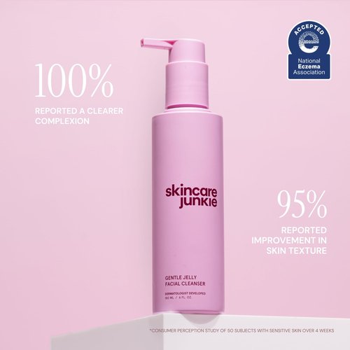 Skincare Junkie Jelly Facial Cleanser, Purifying Gel Cleanser, for Normal to Oily Skin with Hyaluronic Acid, Ceramides, Niacinamide, No Synthetic Fragrance, Dermatologist developed, 6 OZ