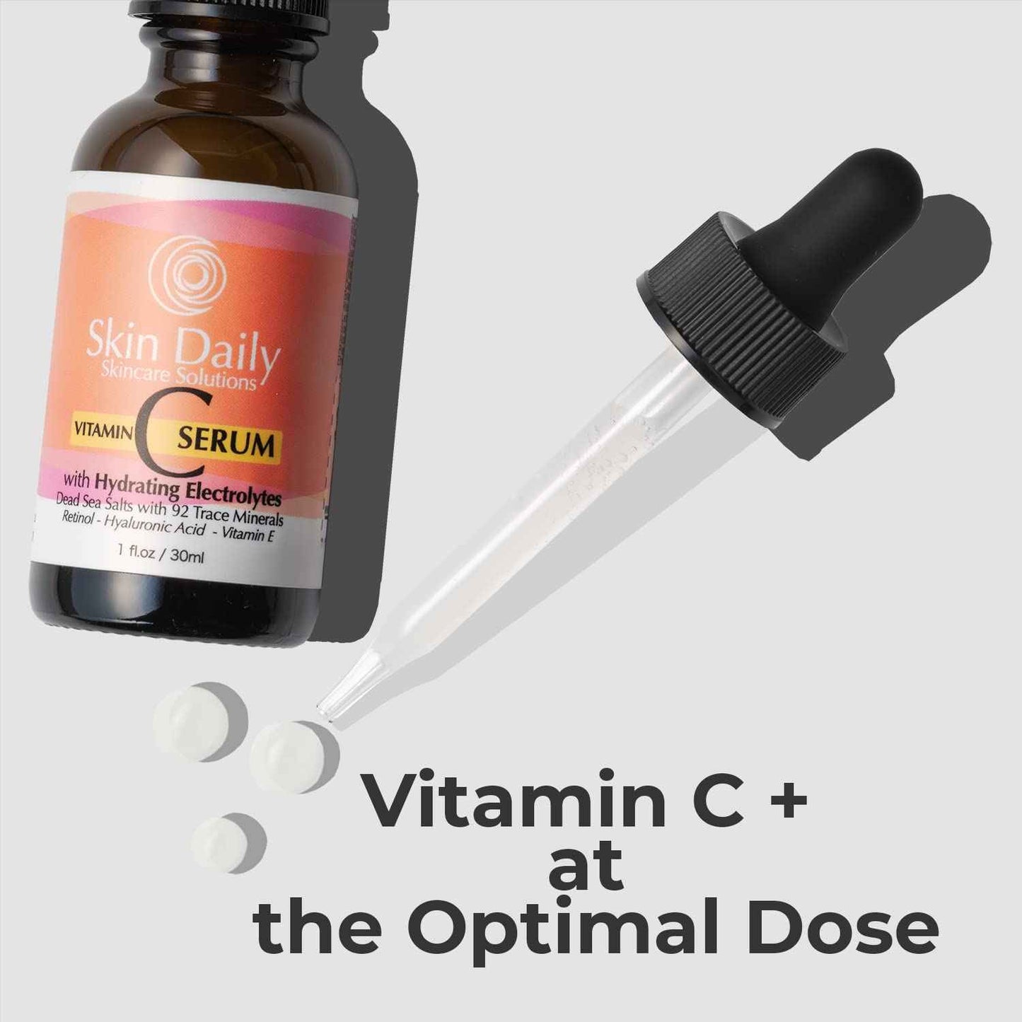 Antioxidant Vitamin C Serum for Face- Infused with Electrolytes, Hyaluronic Acid, Retinol - 1 oz