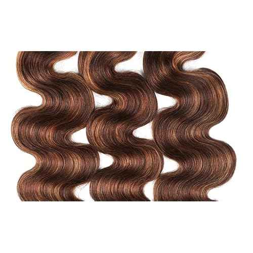 34 34 34 Inch Ombre Human Hair Bundles Body Wave Bundles Human Hair Highlight Bundles Brazilian Brown Highlight Bundles Hair Weave Silky Soft Remy Hair Extensions