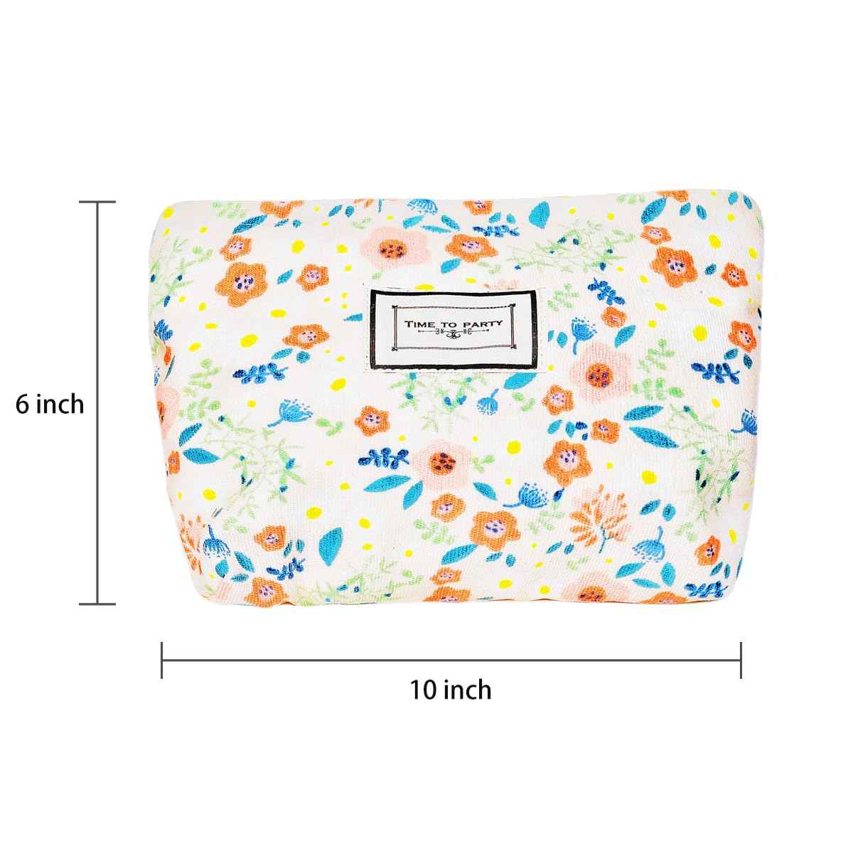 Nearawing 2 Pack Floral Canvas Makeup Bags - Zippered Organizers for Inner Bag, Cosmetics, Purses, Travel, and More (pink+yellw)