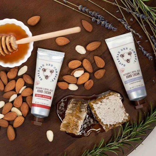 Savannah Bee Company Luxe Hand Cream Set - Rich Natural Honey Almond - Soothing Rosemary Lavender - Vitamin-Rich Dual Scent