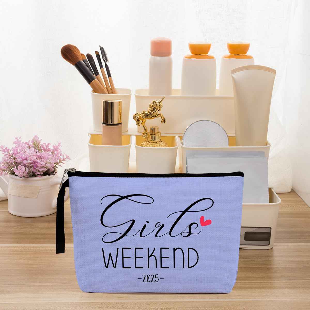 Hanamiya Na 4Pcs Weekend Makeup Bag Trip Gifts Favors Bag Girls Weekend Gifts Friendship Gifts for Women Girls BFF Bride Cosmetic Bag Zipper Pouch Wedding birthday Bachelorette Party