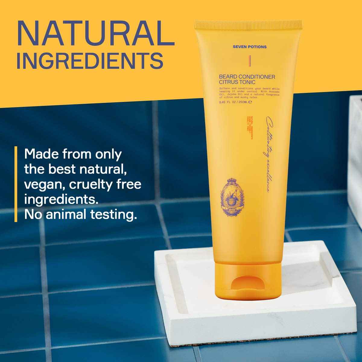 SEVEN POTIONS Beard Conditioner for Men – Prevents Beard Itch and Dandruff – Natural, Vegan, Cruelty Free (Citrus Tonic, 8.45 FL OZ)