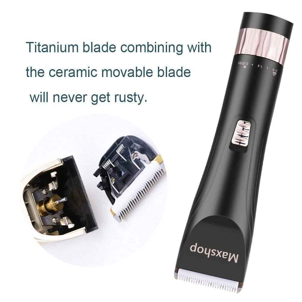 Maxshop Professional Hair Clippers for Men and Babies Quiet Clippers Cordless Haircut kit with Charging Dock, 8 Comb Guides, 2 Scissors,1 Hair Comb Self Hair Cutting System (Black)