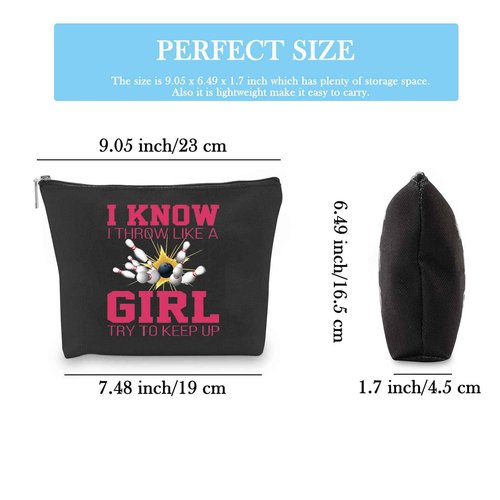 GJTIM Bowling Gift Bowling Lover Cosmetic Bag Bowling Travel Zipper Pouch for Bowling Team (Keep Up Bowling Bag)