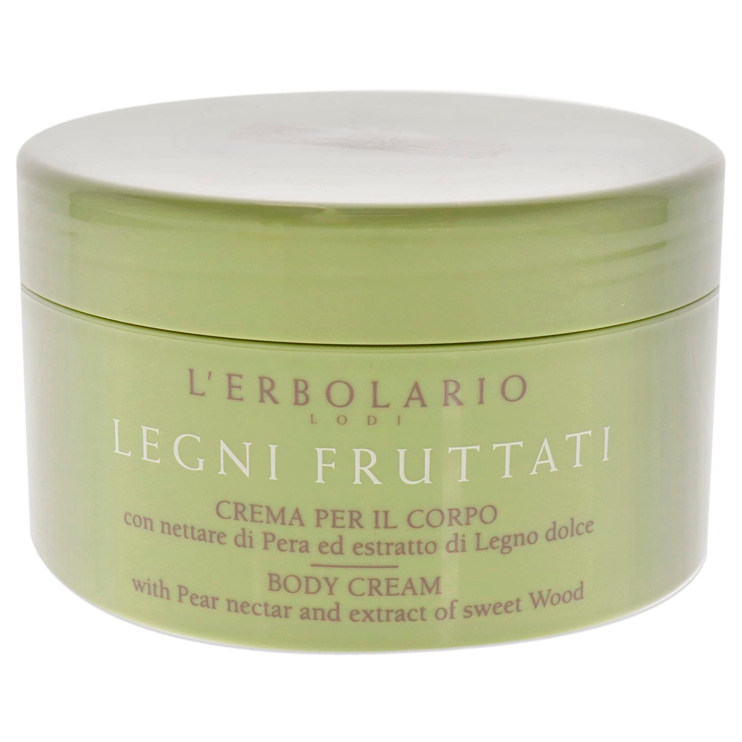 L'Erbolario Body Cream - Moisturizing Body Butter for Dry Skin - Anti-Aging, Toning Skin Care with Woody Scent - Pear Nectar and Sweet Woods - 8.4 oz