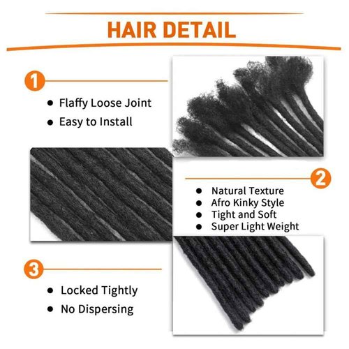 Dreadlock Extension Human Hair 0.6cm Thickness 10 Inch 30 Strands Real Human Hair for Man/Women/Kids Full Head Handmade Permanent Loc Extensions Bundles Can Be Bleached Dyed Curled Twisted