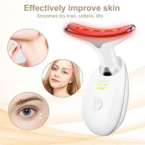 Face and Neck Massager,7 Color LED Facial Massager for Skin Care,Light Therapy for Face, Multifunctional Beauty Massager Tools