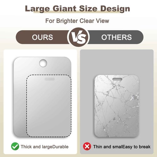 Nyosye Shower Mirror Fogless for Shaving Anti-Fog Frameless Wall Hanging Makeup,11.02" L x 7.87" W,Darkgrey