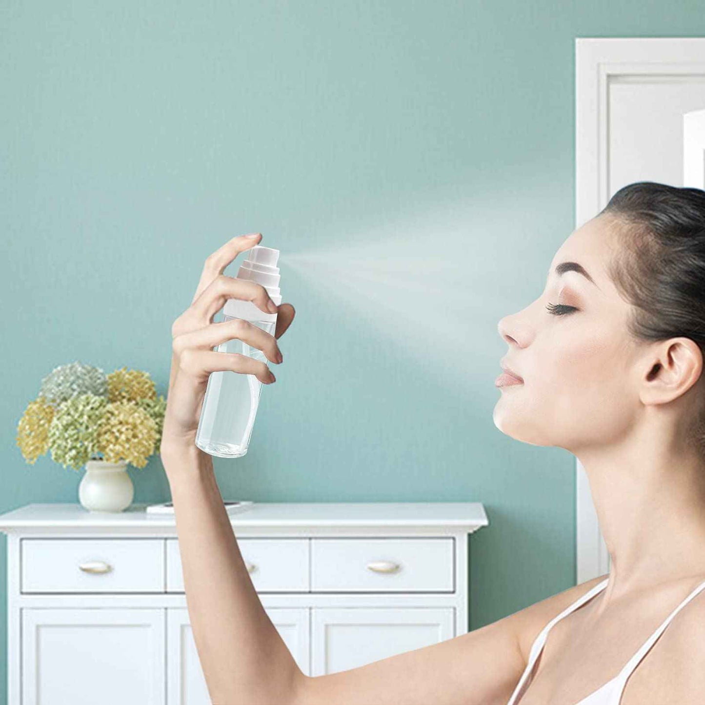 Fine Mist Spray Bottle Plastic Spray Bottles 3.4oz/100ml 2Pack Makeup Setting Sprayer TSA Approved Empty Cosmetic Refillable Travel Bottle Water Perfume Essential Oils Skincare Makeup Lotion Hair Mist