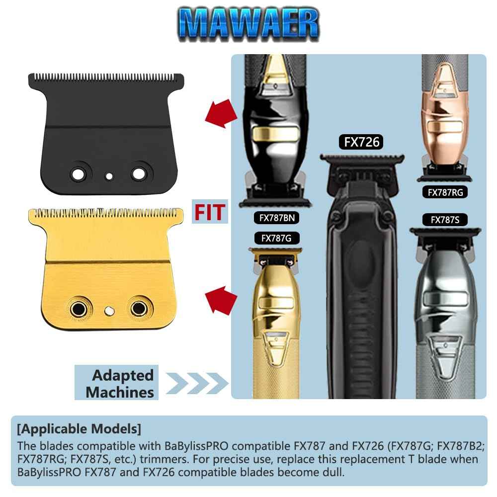 2 PCS FX Trimmer Blade with Ceramic Blades Compatible with BaBylissPRO FX787 & FX726 Trimmer,FX707Z Replacement Blades for BaByliss PRO Barberology Trimmer Blade