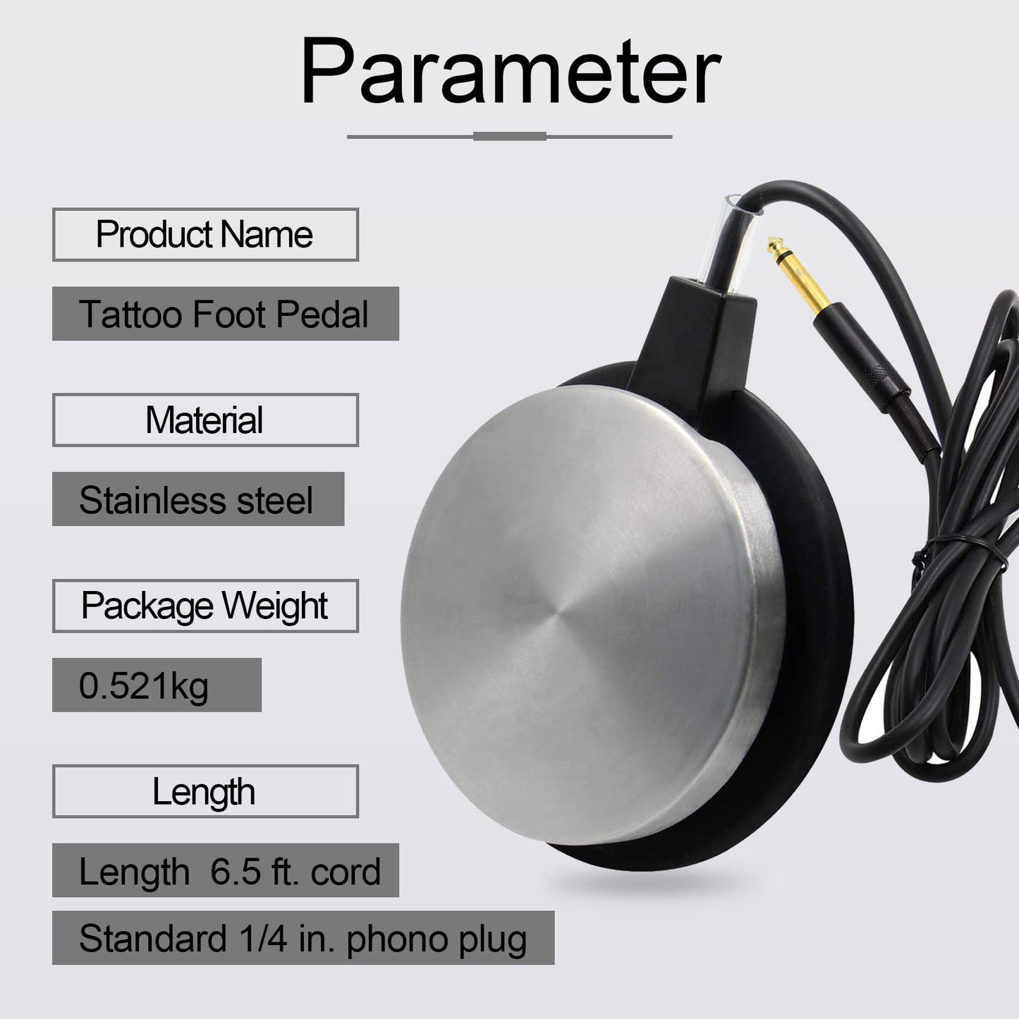 Anghie Tattoo Foot Pedal - Premium Tattoo Machine Pedal Switch 360 Degree Round Stainless Steel Foot Pedal with 6.5ft Silicon Soft Wire for Tattoo Machine Power Supply