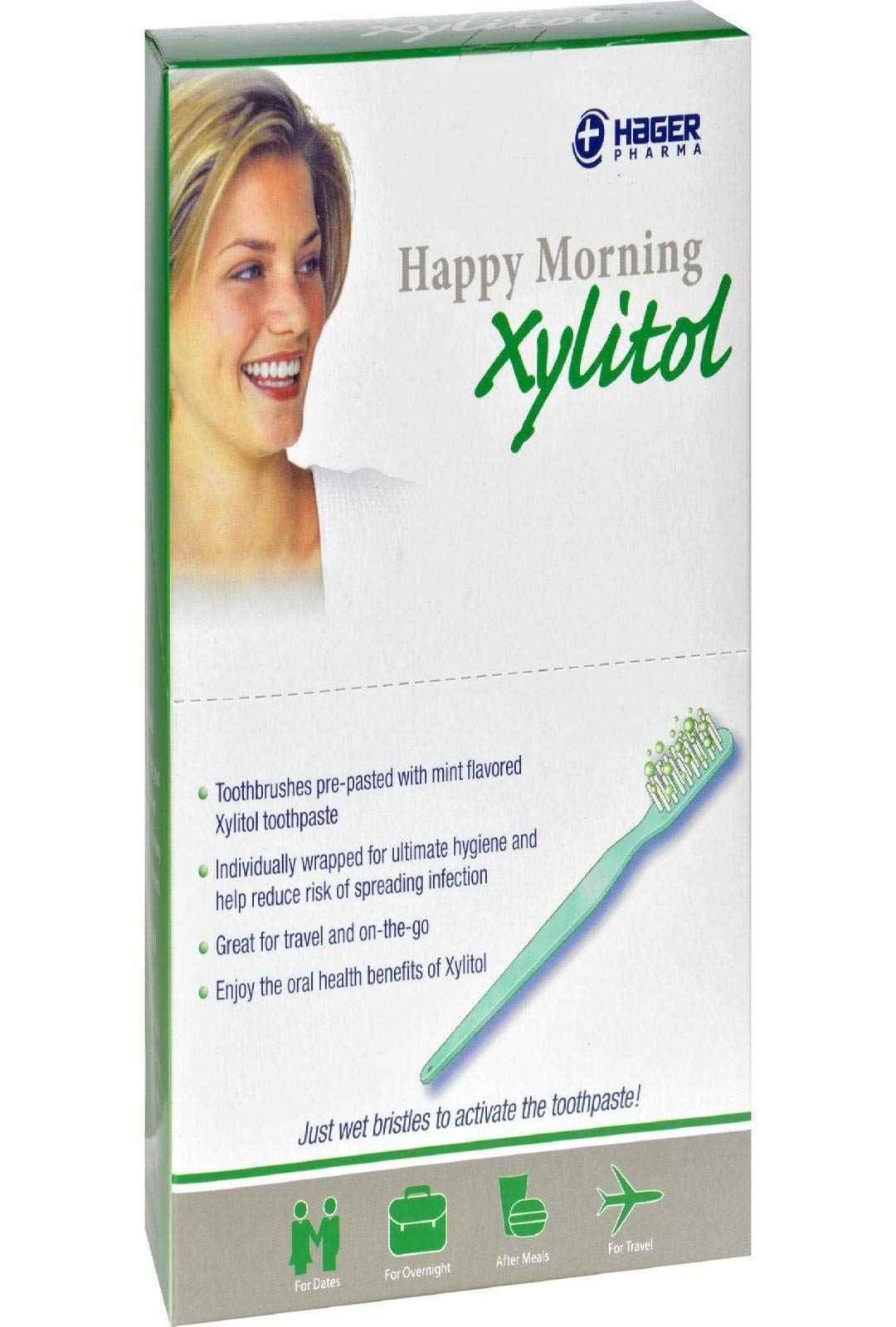 Hager Pharma Happy Morning Toothbrush with Xylitol, 50 Count