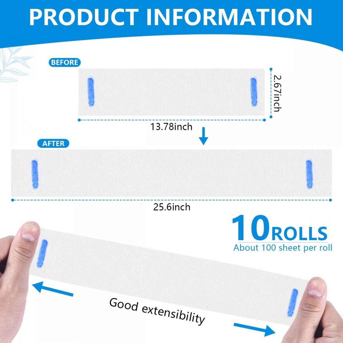 SenseYo 10 Rolls Barber Neck Paper Strips Band Disposable Haircutting Stretchy Barber Neck Tissue Wrap for Salon Haircut Spa Massage (Pack of 2)