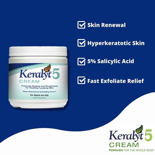 Keralyt 5 Psoriasis Cream - Full Body 5% Salicylic Acid Exfoliating Skin Lotion - Promotes Relief from Itchy, Redness, Dryness, Roughness, and Flakey Skin