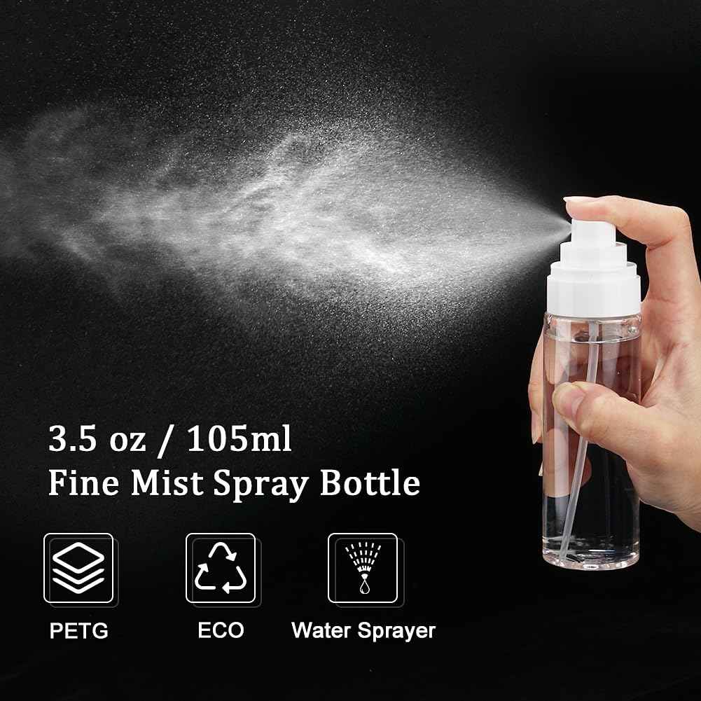 Cosywell Fine Mist Spray Bottles 3.5oz/105ml 5 Pack Leak Proof Mister Spray Bottle Refillable Plastic Hair Spray Bottle for Perfume Skincare Toners Water Cosmetics (Clear)