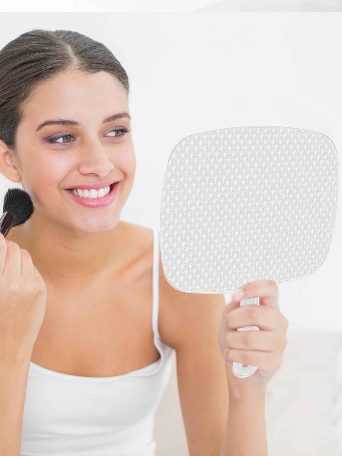 BEFUI Extra Large Handheld Mirror,Hand Salon Mirror with Handle for Barbers, Hairdressing (White,12.4" Lx 9" W)