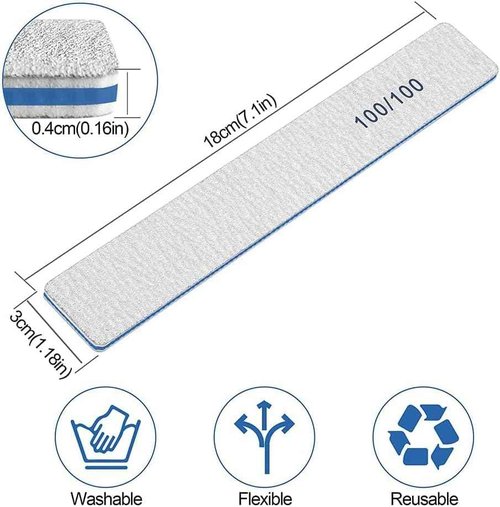 100 Pcs Professional Nail File - 100/100 Grit Nail Files, Acrylic Nail Files for Natural Nails, Nail Files and Buffers, Strong Nail File for Acrylic Nails, for Home and Salon Use