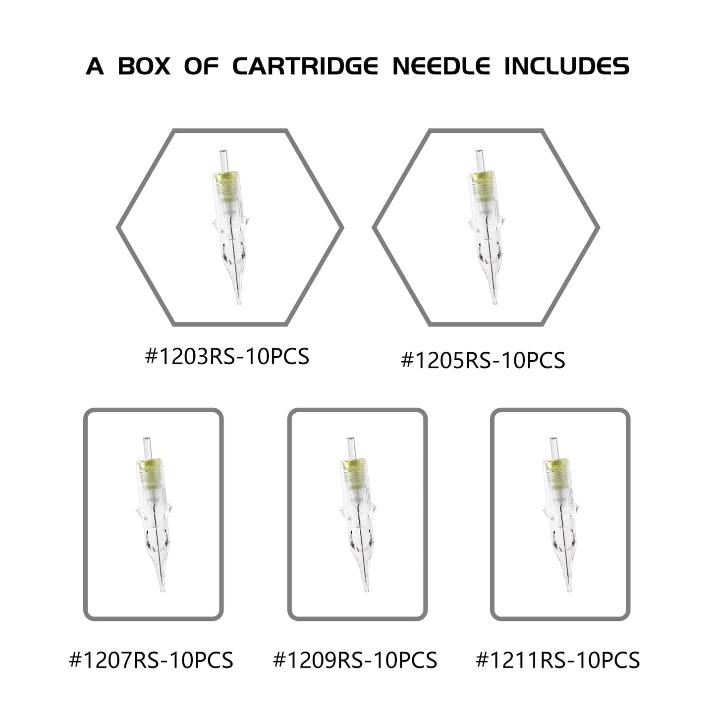 BIGWASP (4th Gen) 50pcs Assorted Disposable Cartridge Tattoo Needles Round Shader Mixed 3RS 5RS 7RS 9RS 11RS (#12 Standard RS)