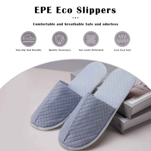 16 Pack Premium Spa Slippers Cooling Breathable Design Non Slip for Hotels Travel Home Use Bulk Value Set with Transparent Pouch(gray)