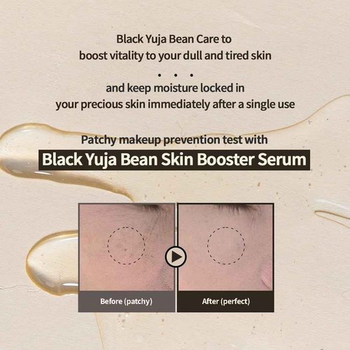 HEVEBLUE Black Yuja Bean Skin Booster Serum - Moisturizing, Sensitive Skin, Korean Skincare, Hypoallergenic, Deep Hydration, Vegan, Oil-free, Makeup Adherence, Inner Dryness, K-Beauty