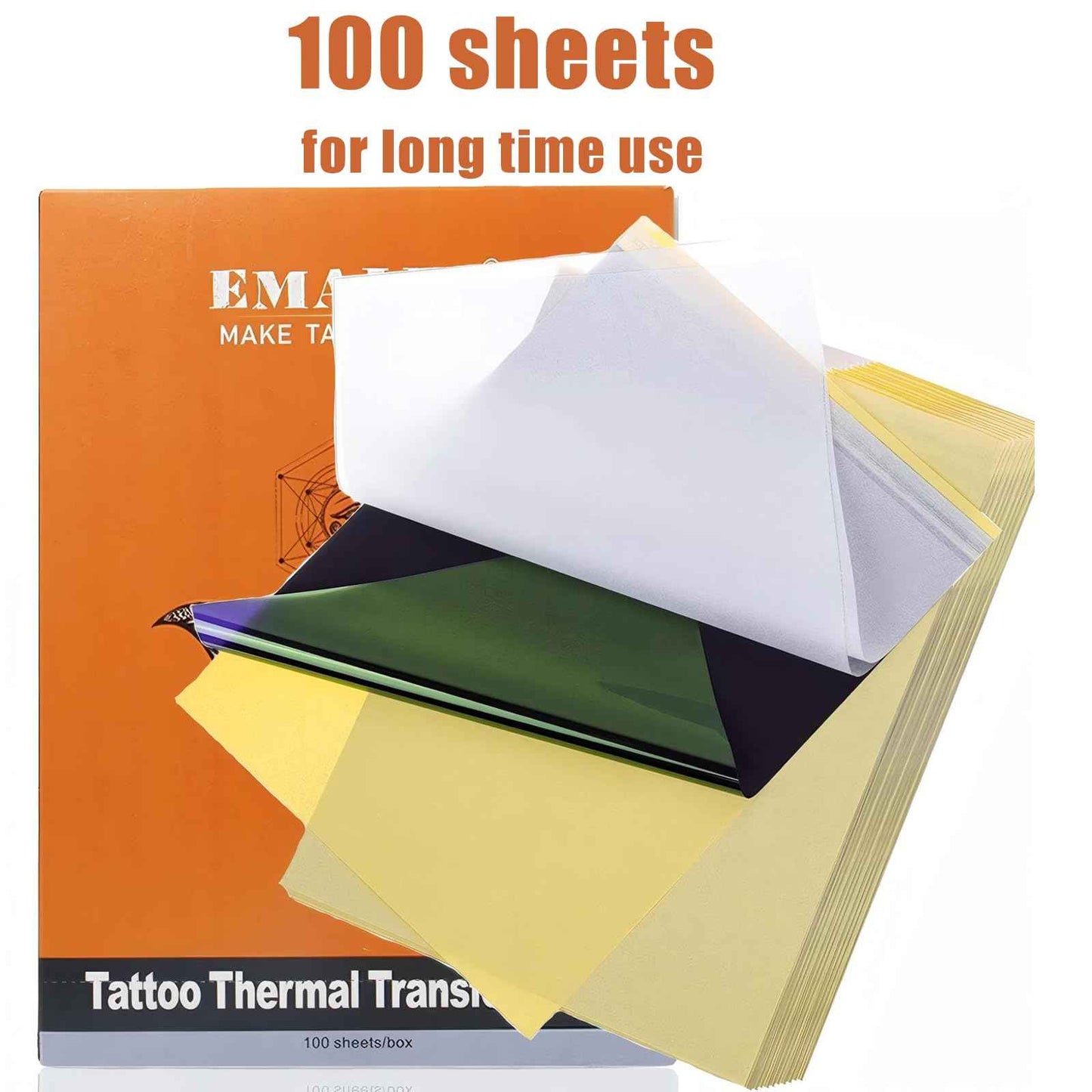 Tattoo Transfer Paper, Urknall 100 Sheets Tattoo Stencil Paper A4 Size Transfering Papers 4 Layer Tracing Papers Thermal Stencils Paper DIY and Thermal Print Tattooing Supplies