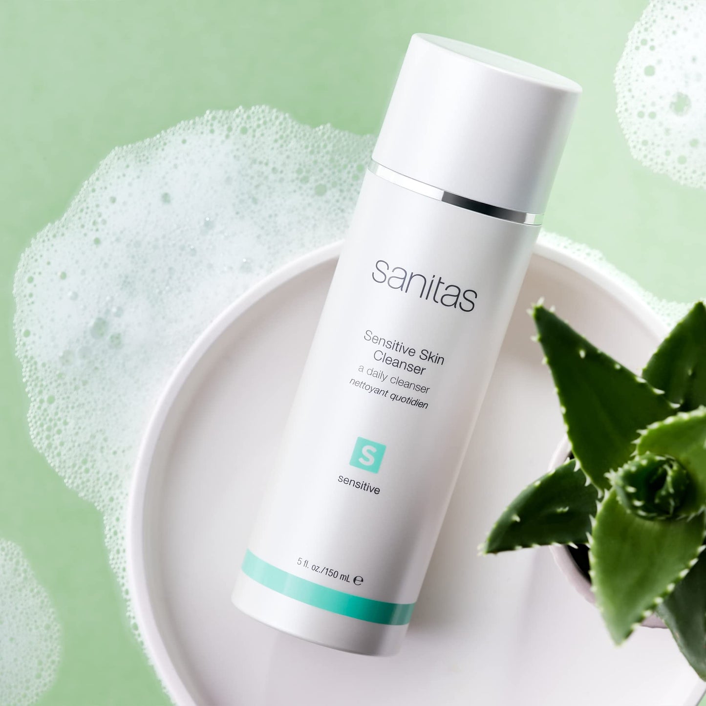 Sanitas Skincare Sensitive Skin Cleanser, Ultra Mild, Protective Cleanse, Fragrance Free, Aloe Vera, Beta Glucan, 5 Ounces