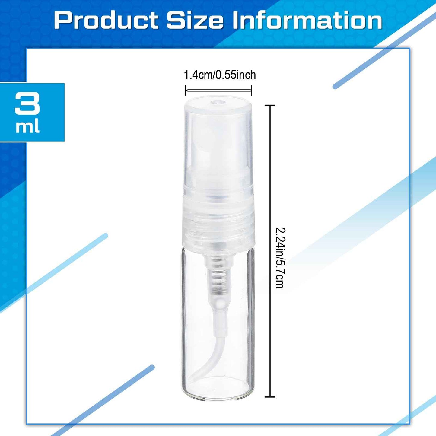 Lallisa 100 Pcs 3ml Mini Spray Bottles Clear Glass Perfume Bottles Refillable Fine Mist Spray Empty Fragrance Sample Containers Cosmetics Atomizer for Cleaning, Travel, Essential Oils