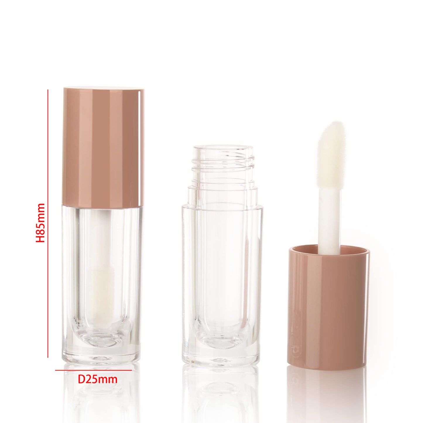 COSIDEA 30pcs Nude Empty 6ml 0.2oz Lip Gloss Tubes with Big Doe Foot Wand,Round Lipgloss Containers,Concealer Tube Cosmetic Packing Container Bulk Wholesale