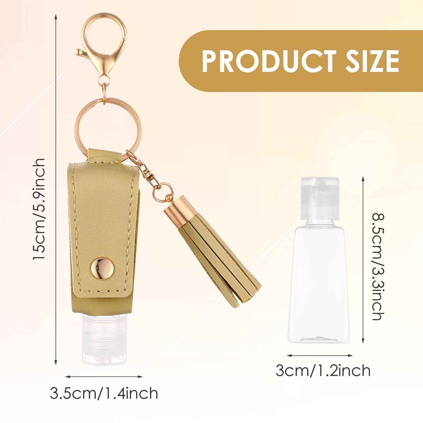 PEOVLVN 3Pcs Hand Sanitizer Keychain - 30ml Portable Leather Holder Travel Size Case With Refillable Bottle for Toiletry Lotion Liquid Soap Shampoo