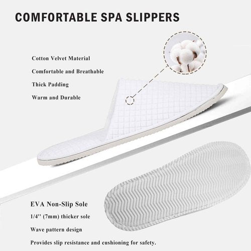 Anmerl 10 Pairs Disposable Hotel Slippers - Bulk Guest House Shoes for Spa, Wedding, Travel, Universal Size, Non-Slip, Washable with Individual Packaged