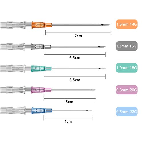 LEEYUKA 50Pcs Catheter Piercing Needles Mixed Size 14G 16G 18G 20G 22G(Each Size 10pcs) Catheter Needles Cateter Para Catheter Hollow Needles for Ear Nose Belly Cartilage Piercing Needles