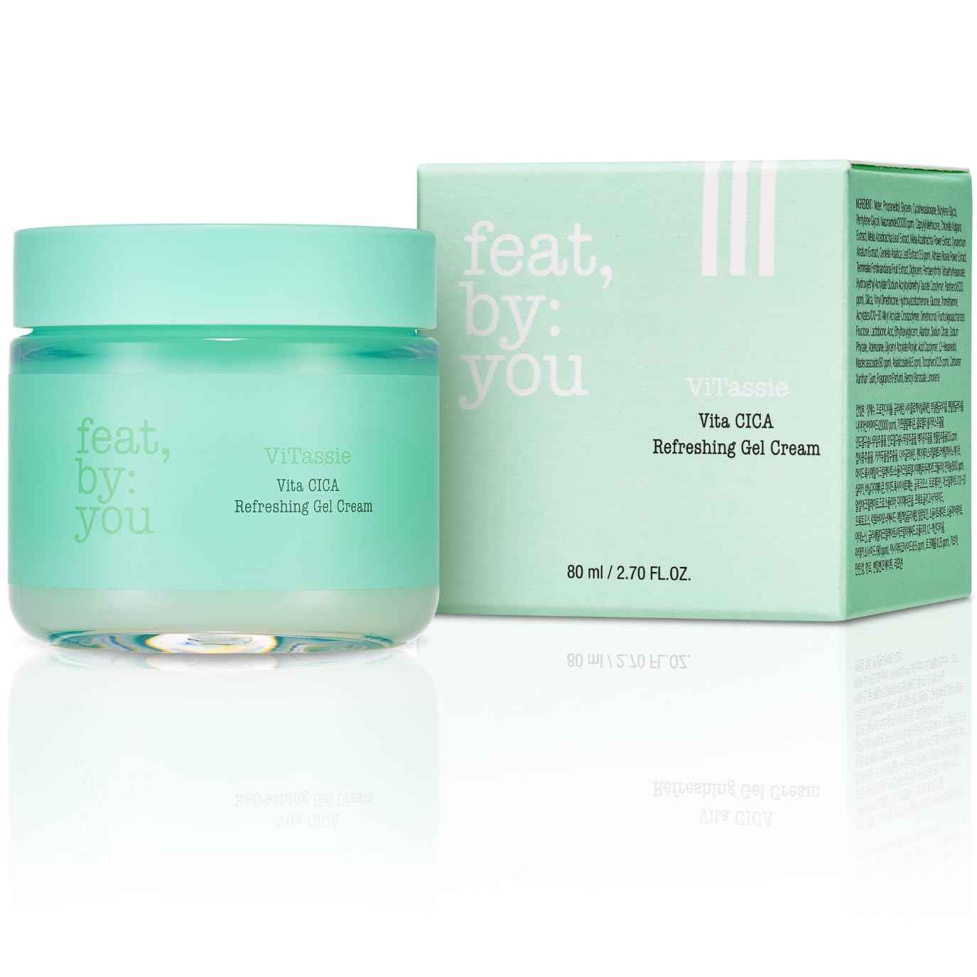 Feat by You - ViTassie CICA Refreshing Gel Cream (2.7 FL OZ) Face Moisturizer for Dry Skin, Acne-Prone, Sensitive Skin with Vitamin C, Centella Asiatica, Niacinamide, Hydrating, Soothing, Korean Made