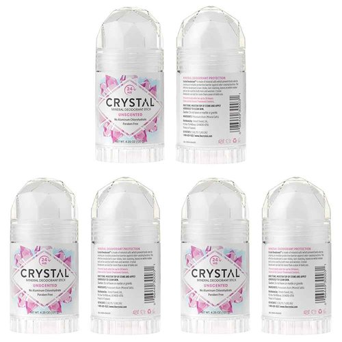 CRYSTAL Mineral Deodorant Stick, Unscented | 24-Hour Protection | Non-Staining | Aluminum-Free | 6 Pack
