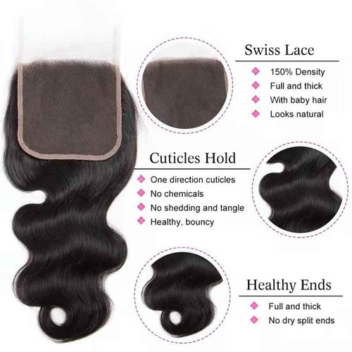 DMS 5X5 Lace Closure Human Hair Body Wave Closure 5X5 HD Lace Closure Free Part 12A Brazilian Virgin Human Hair Body Wave Closure Top Swiss Lace Closure 16(inch)
