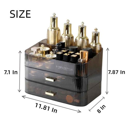 PLINJOY Makeup Organizer with Drawers Stackable Skincare Cosmetic Makeup organization for vanit Bathroom Desk Countertop