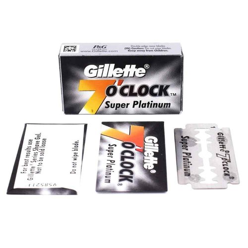 100 7 O'clock Super Platinum Double Edge Safety Razor Blades (20x5) - AKA 7'Oclock Black - Premium Blades on Display Card