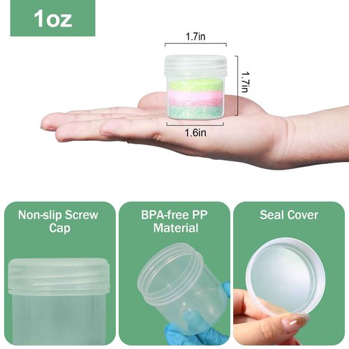 UMETASS TSA Approved Wide Mouth Travel Size Containers, PP Clear Leak Proof Travel Plastic Jars with Lids for Creams Lotion Cosmetic, Jewelry Beads, Sample, Small Items Storage (1 oz, 4 Pcs)