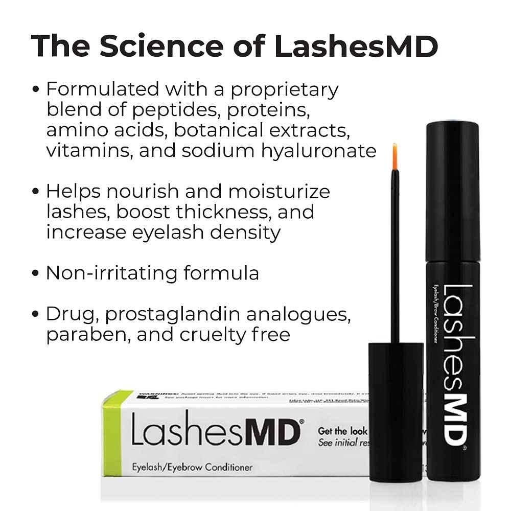 LashesMD Eyelash Growth Serum & Eyelash Conditioner for Naturally Fuller Looking Eyelashes and Eyebrows In As Little As Four Weeks