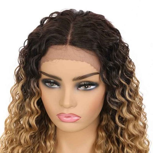 Black Textures Synthetic Lace Front Wig, Long Wavy Hair, 31 Inches (1B/27)