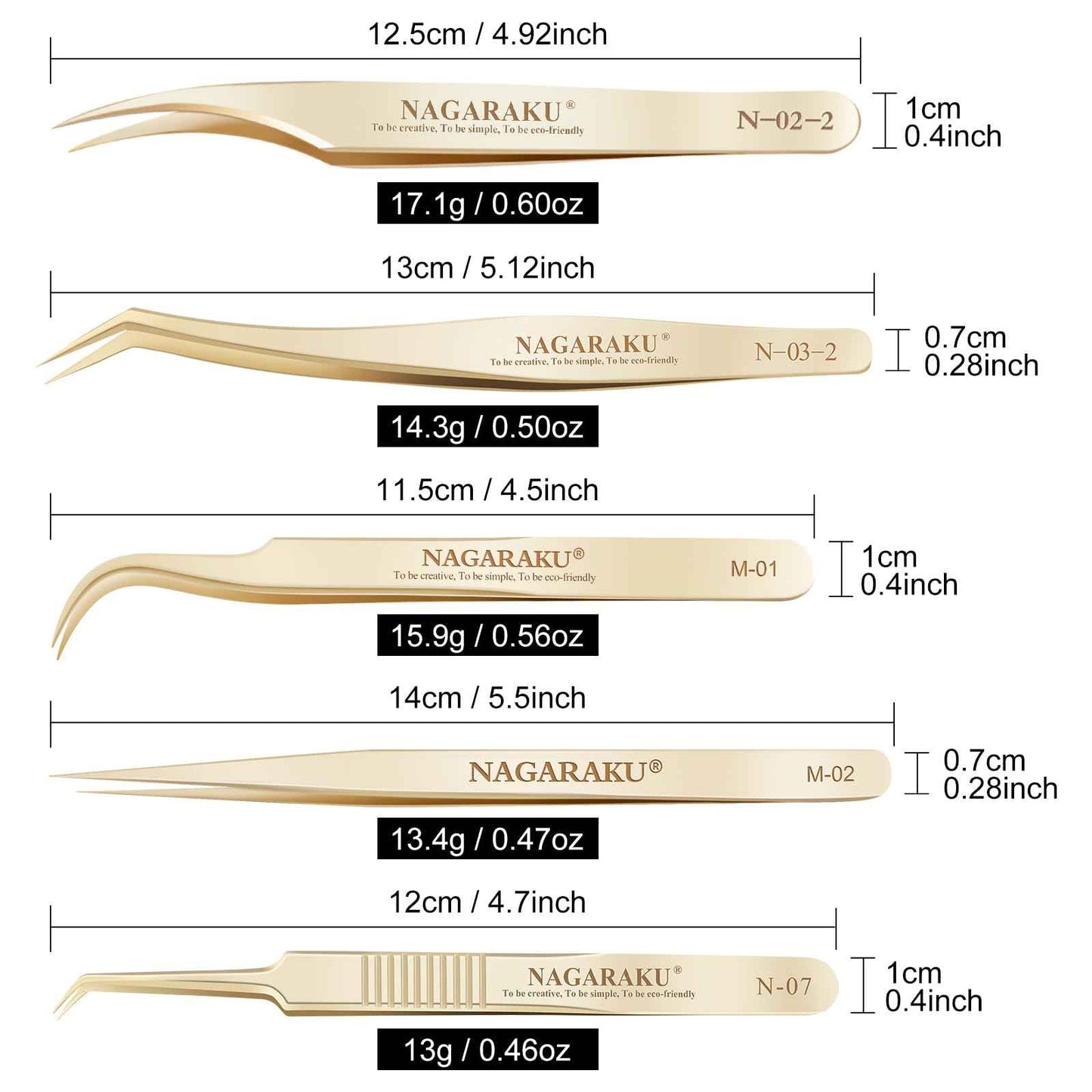 NAGARAKU 5 PCS Tweezers for Eyelash Extensions Straight and Curved Precision Professional Tweezer for Lash Extensions Volume Easy Fanning lash Precise Point with Storage Case Bag