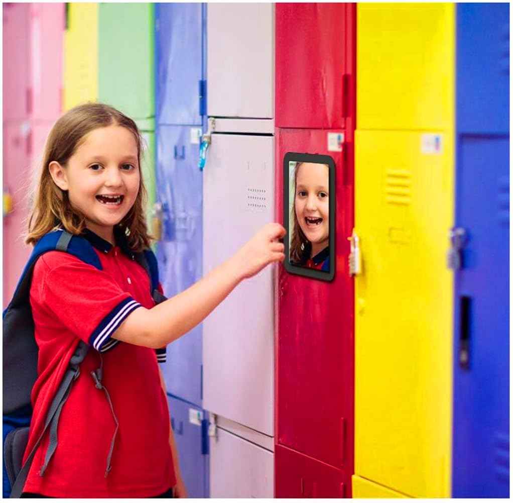 mpowtech 10 Pack Black Magnetic Locker Mirror,5" x 7" Iocker Mirror Magnetic - Small Mirrors for School Locker, Bathroom, Workshop Toolbox, Office Cabinet,Easy Install