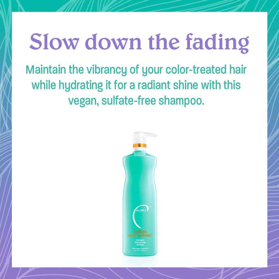 Malibu C Hydrate Color Wellness Shampoo - Shampoo for Color Treated Hair and Fights Fade - Sulfate Free + Gentle Cleansing Hair Care (33.8 oz)