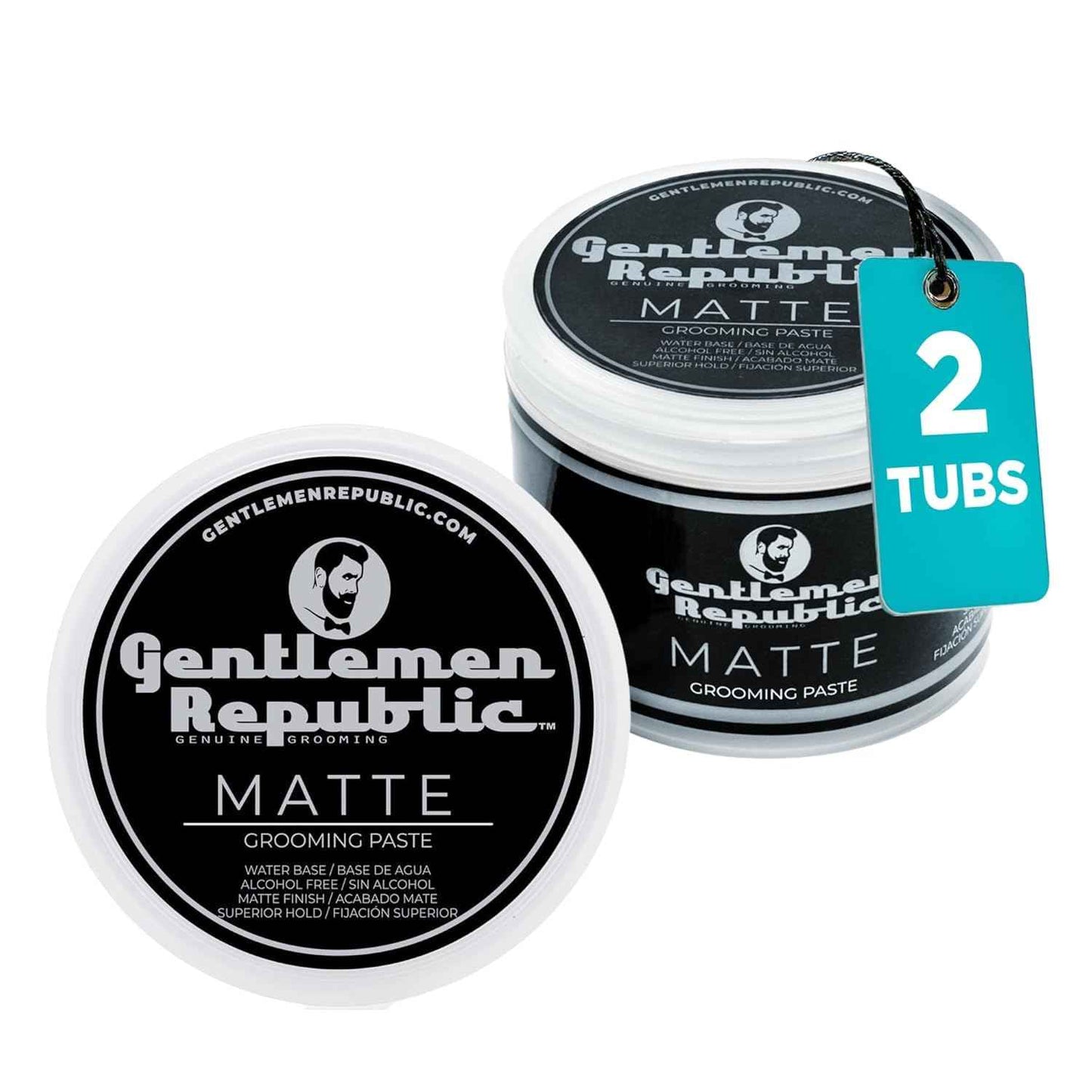 Gentlemen Republic 4 Oz(Pack of 2) Matte Paste - Water-Based Professional Formula with Superior Hold and Matte Finish for a Natural Look, Made in the USA