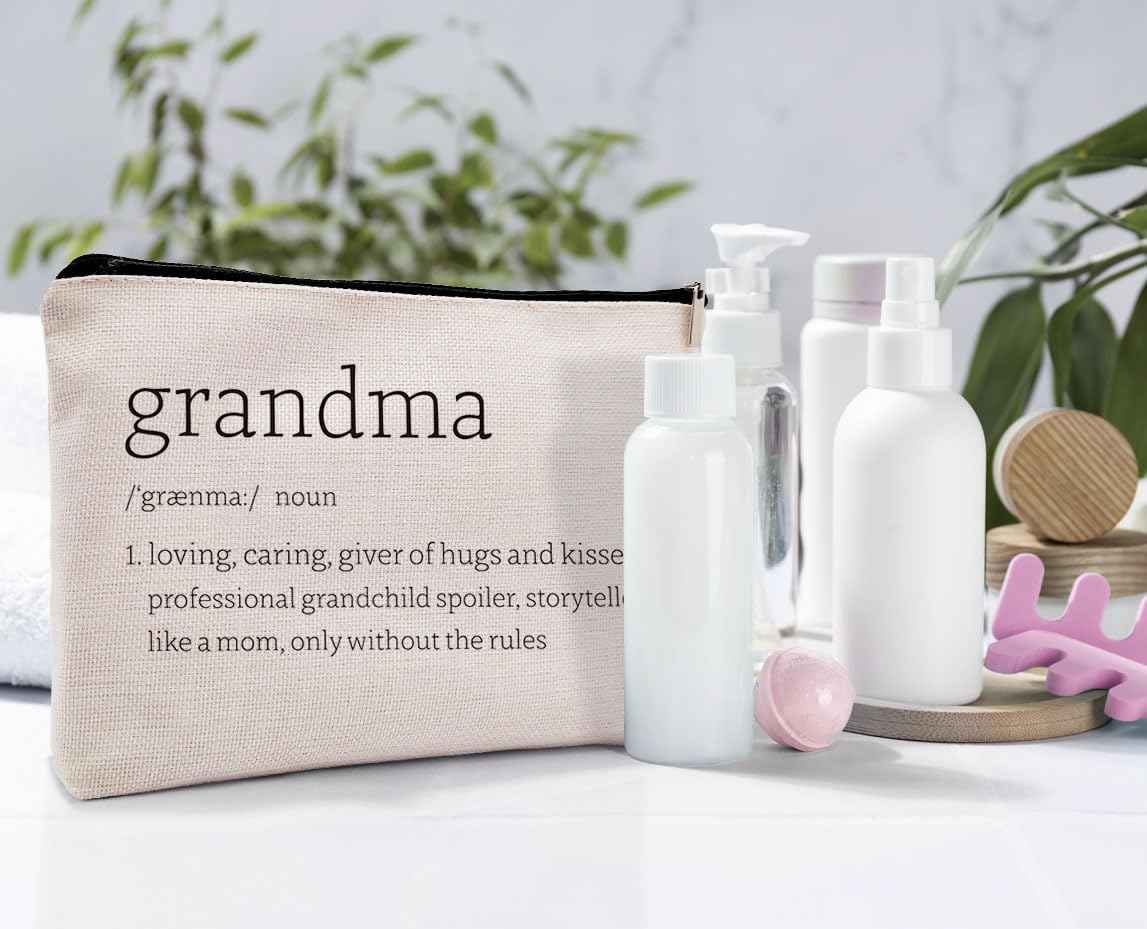 Dwept Mothers Day Gifts for Grandma Cosmetic Bag, Grandma Birthday Gifts from Grandchildren Makeup Bag for Purse, Thanksgiving Christmas Gifts for Nana Mimi Grandma Definition Travel Toiletry Bag