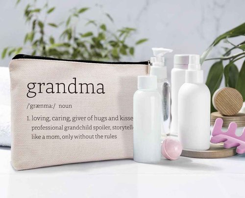 Dwept Mothers Day Gifts for Grandma Cosmetic Bag, Grandma Birthday Gifts from Grandchildren Makeup Bag for Purse, Thanksgiving Christmas Gifts for Nana Mimi Grandma Definition Travel Toiletry Bag